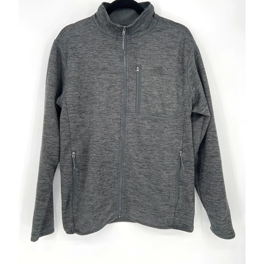 North Face Skyline Full-Zip Fleece Jacket Medium Heather Gray Outdoor Hiking GUC